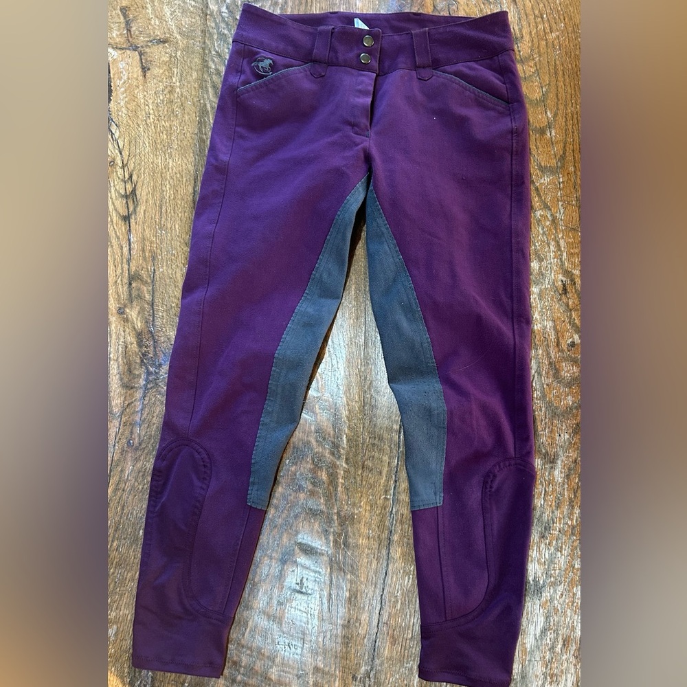 Women's Purple Riding Pants With Grey Seat